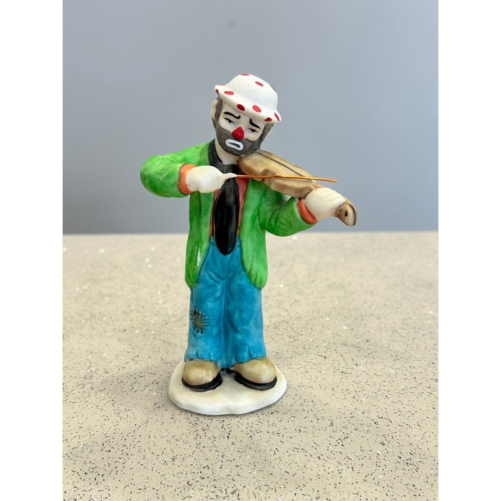 Emmett Kelly Jr Clown Figurine Violinist‎ Playing Music Flambro Collection 1986